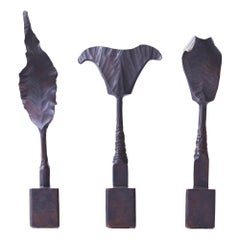 Trio of Bronze Midcentury Brutalist Sculptures
