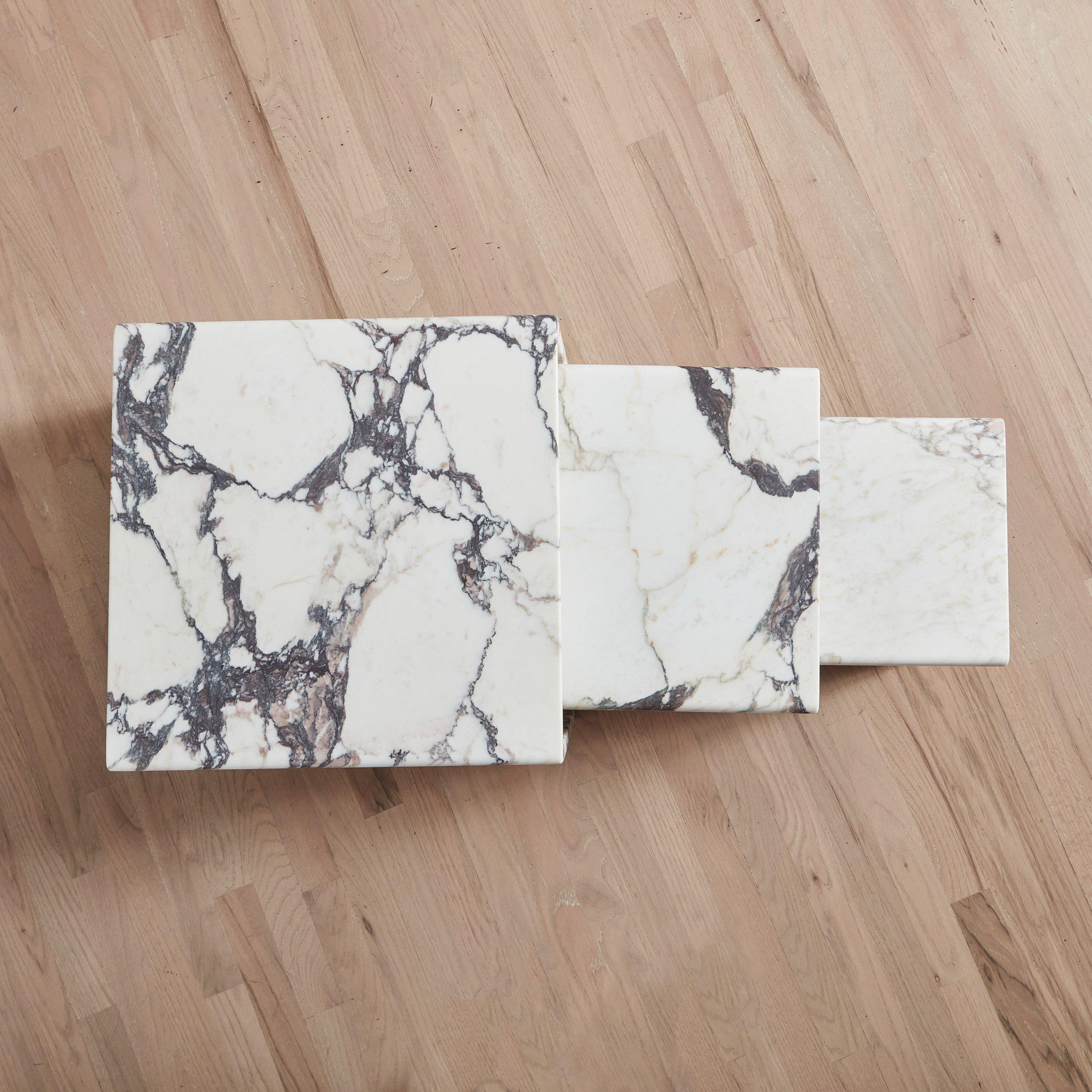 Vintage Calacatta Viola Marble Nesting Side Tables, Italy 1970s For Sale 4