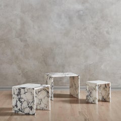 Mesitas auxiliares vintage de mármol calacatta viola, Italia Años 70