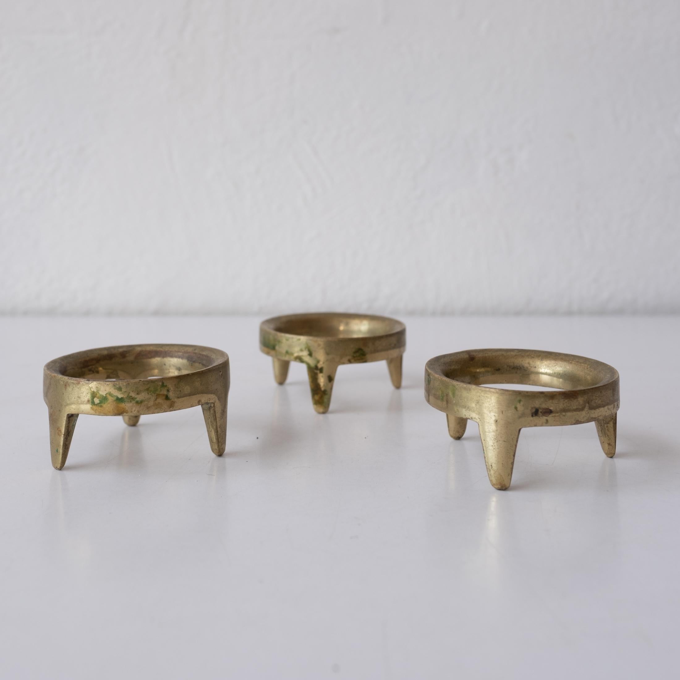 Three Carl Aubock brass ring egg cups for Illums Bolighus. 1950s