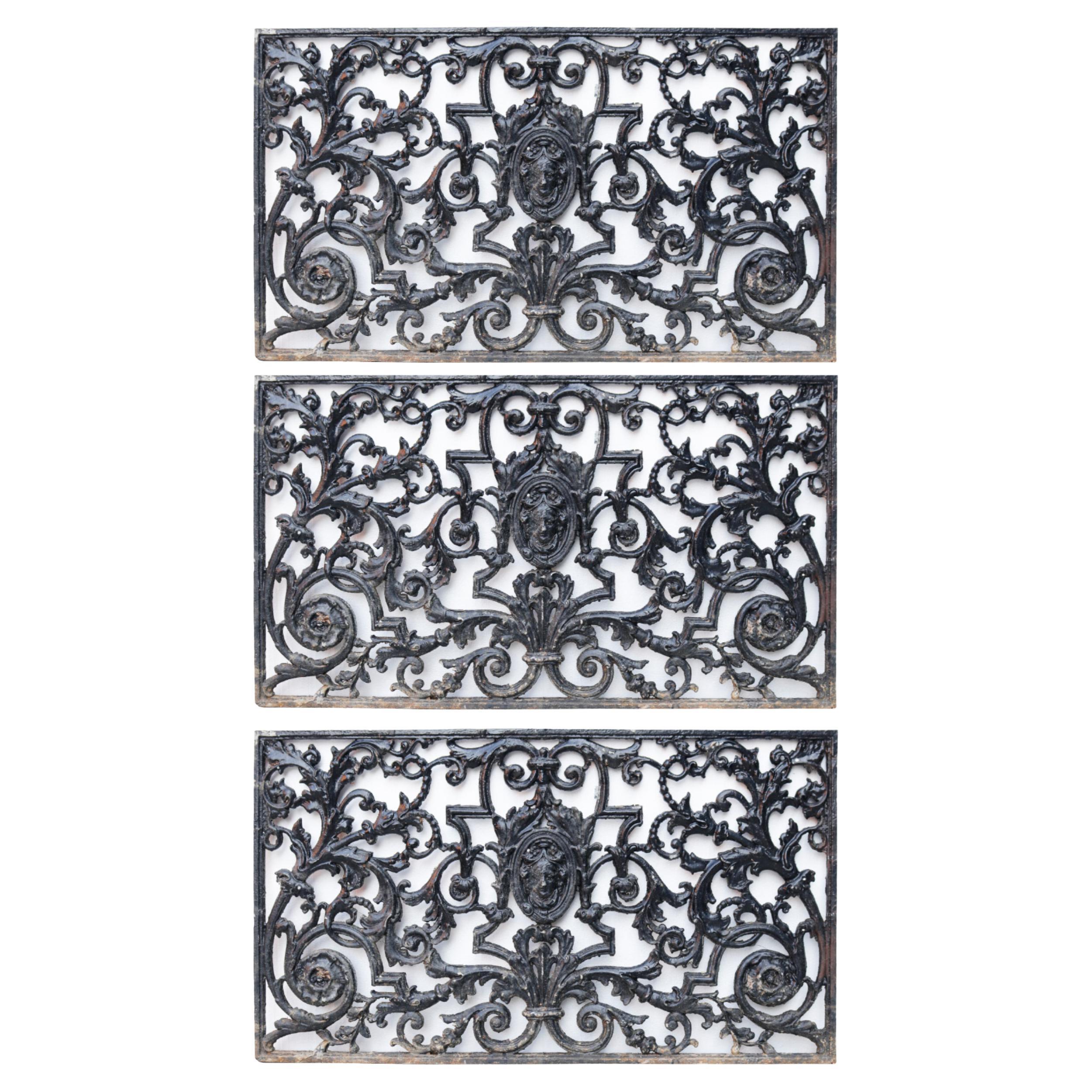 Trio of Cast Metal Decorative Panels