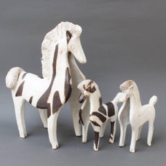 Trio of Ceramic Horse Sculptures by Bruno Gambone, Italy, circa 1970s