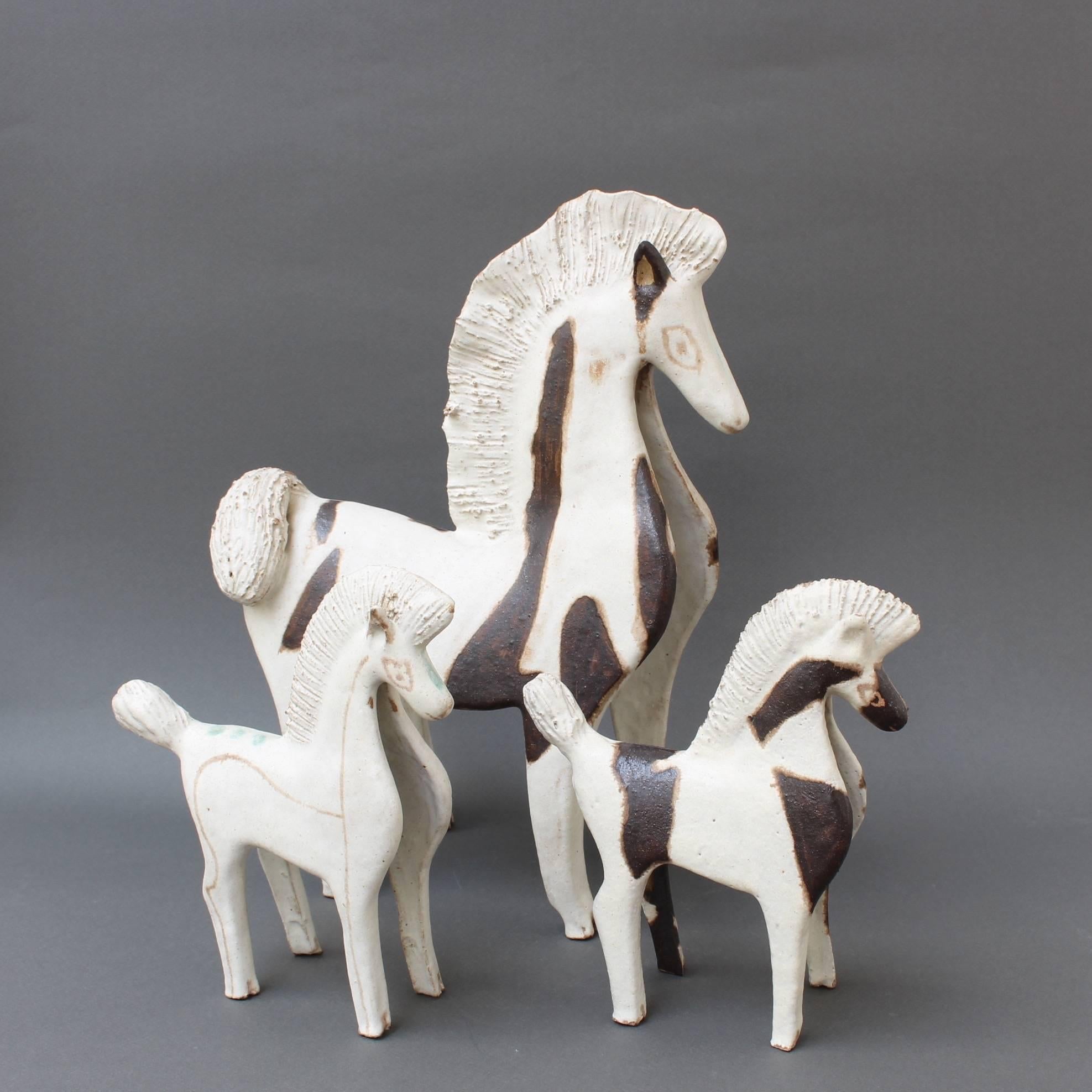 Minimalist Trio of Ceramic Horse Sculptures by Bruno Gambone, Italy, circa 1970s