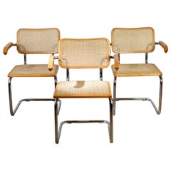 Trio de chaises Cesca B64 de Marcel Breuer, édition italienne des années 1970