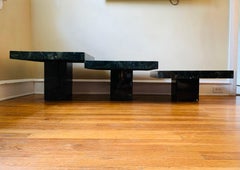 Trio of Dark Green Onyx Nesting Tables by Muller of Mexico
