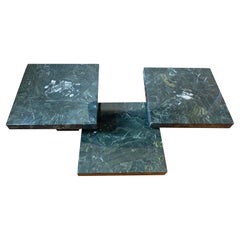 Trio of Dark Green Onyx Nesting Tables by Muller of Mexico