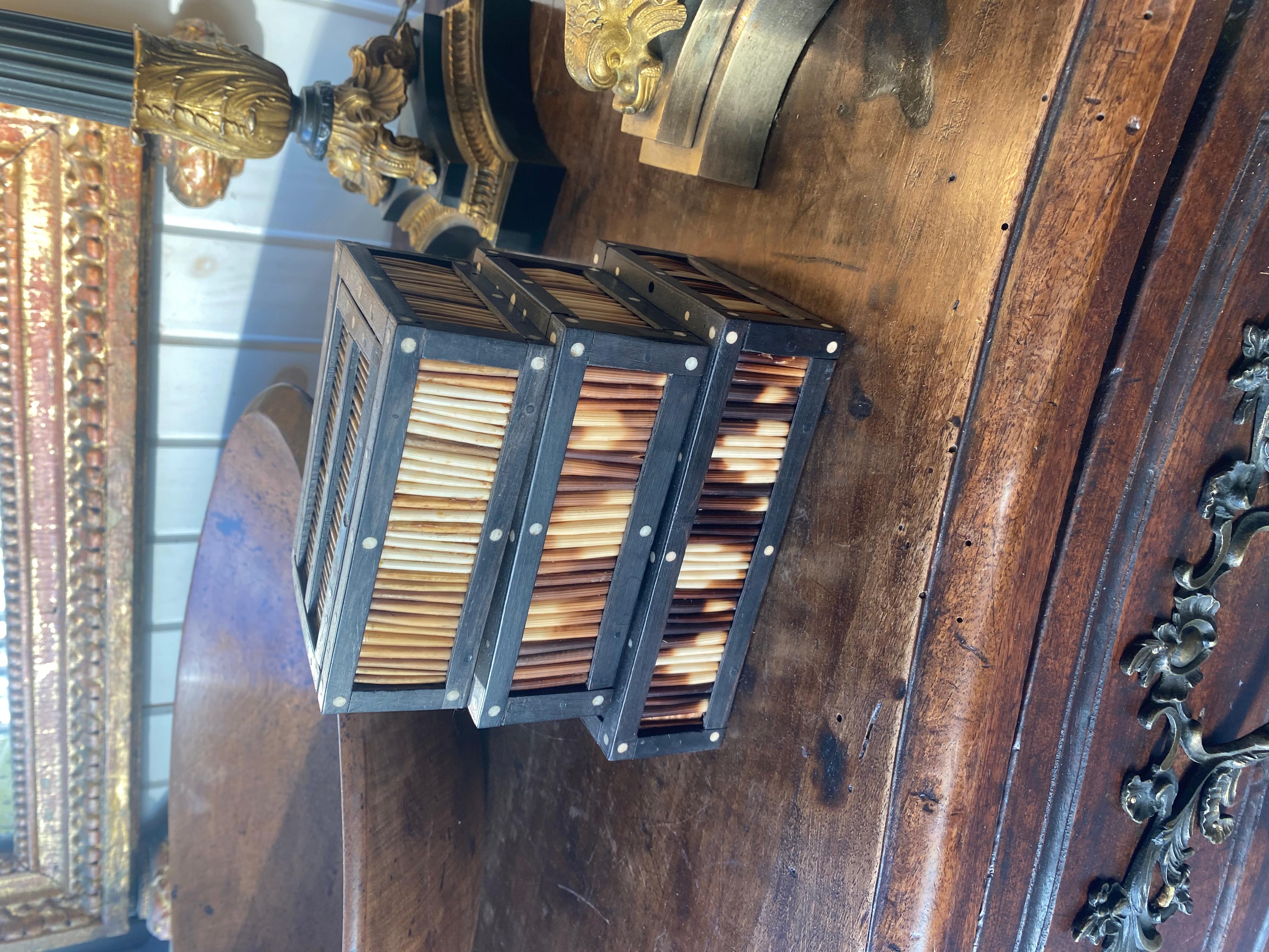 Trio Of Decorative Boxes Covered In Porcupine Quills And Bone, Priced Per Box.  Measurement is for the largest Box.