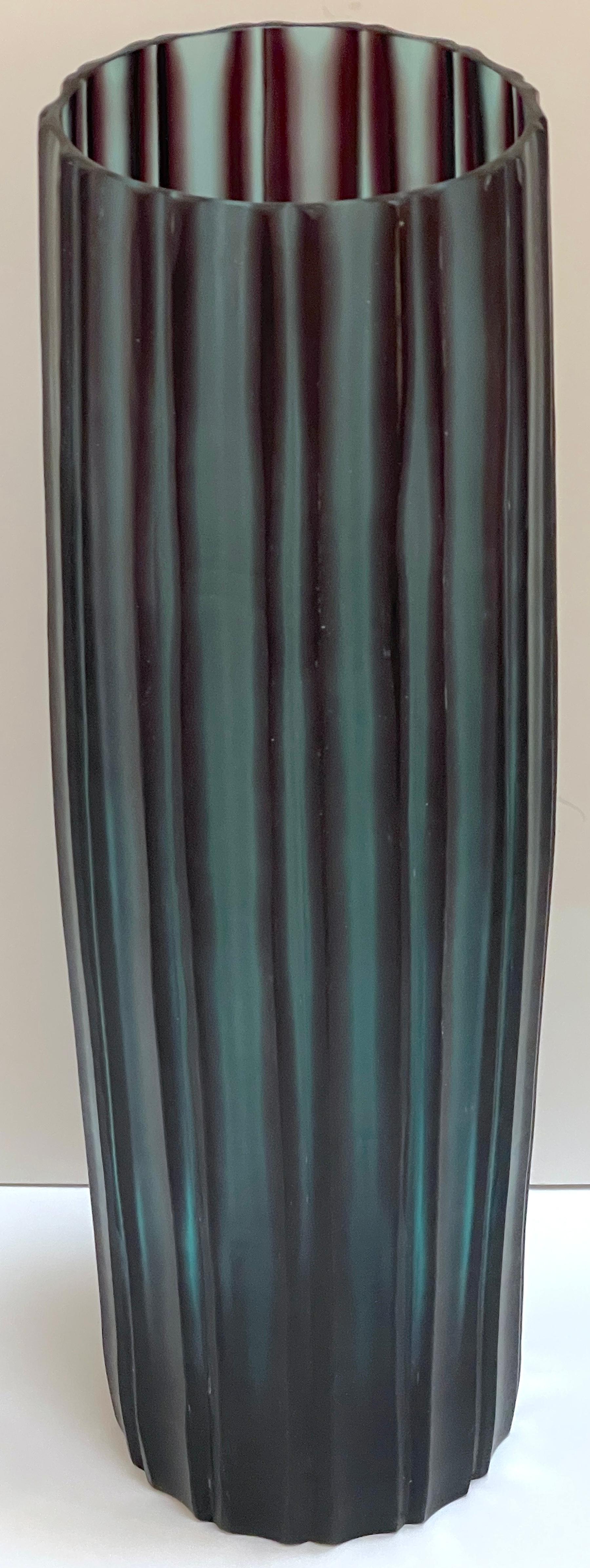 20th Century Trio of Donghia Carved Murano Glass 'Bamboo' Vases For Sale