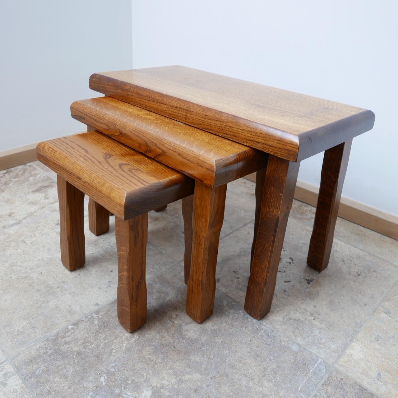 20th Century Trio of Dutch Oak Mid-Century Nesting Side Tables