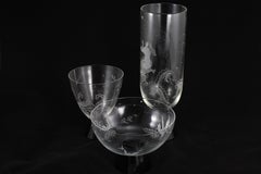 Trio of Engraved Art Deco Murano Vases by Guido Balsamo Stella