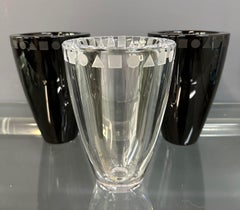 Trio of Etched Crystal Vases by Ward Bennett for Sasaki