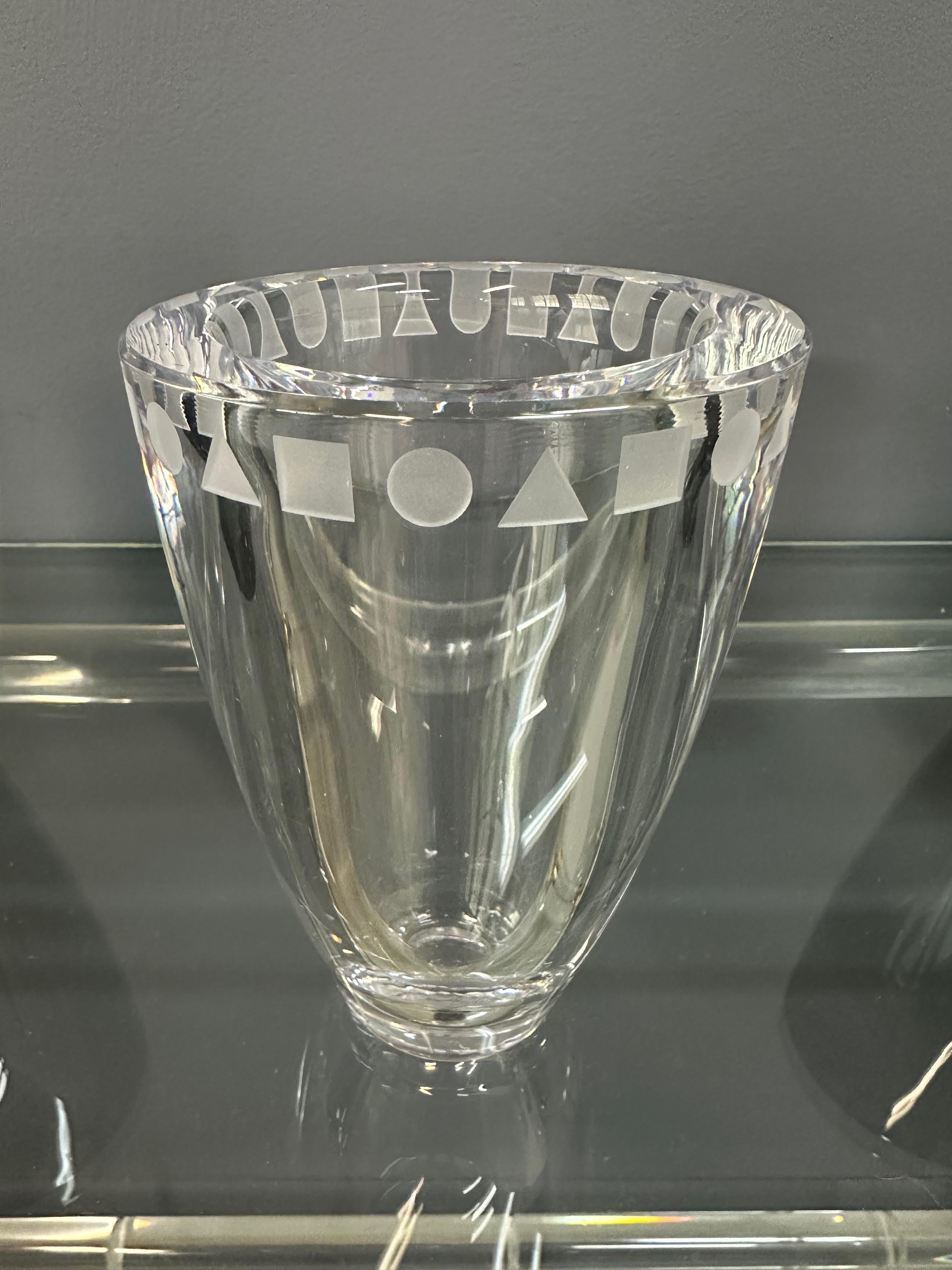 Post-Modern Trio of Etched Crystal Vases by Ward Bennett for Sasaki For Sale