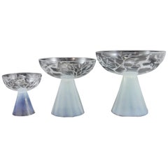 Antique Trio of Etched Glass Tazzas by Vittorio Zecchin