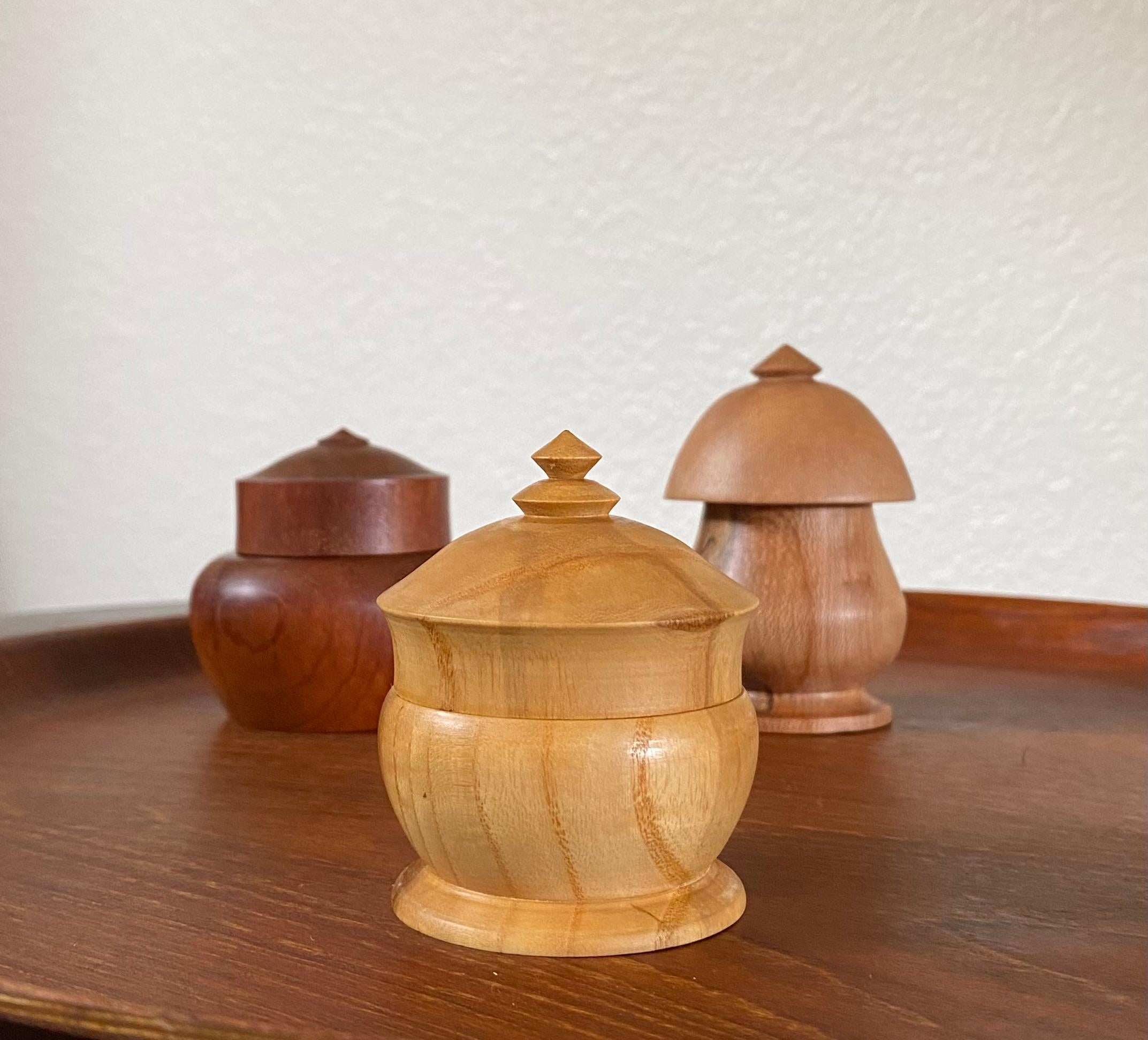 Trio of Exotic Hardwood Turned Minimalist Sculptural Vessels For Sale 5