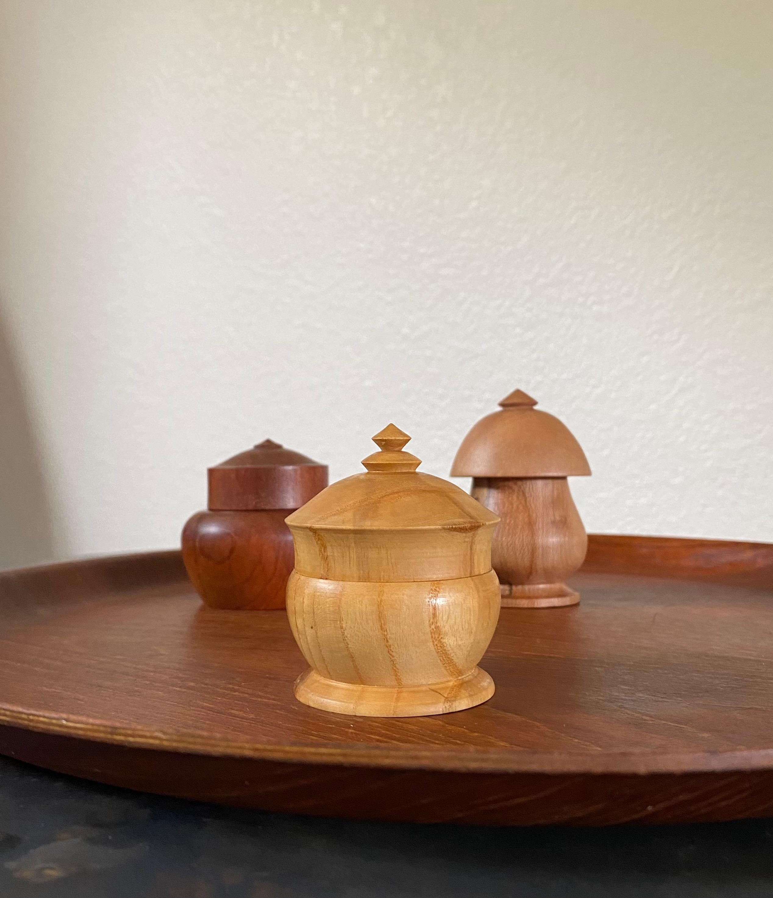 Trio of Exotic Hardwood Turned Minimalist Sculptural Vessels For Sale 1