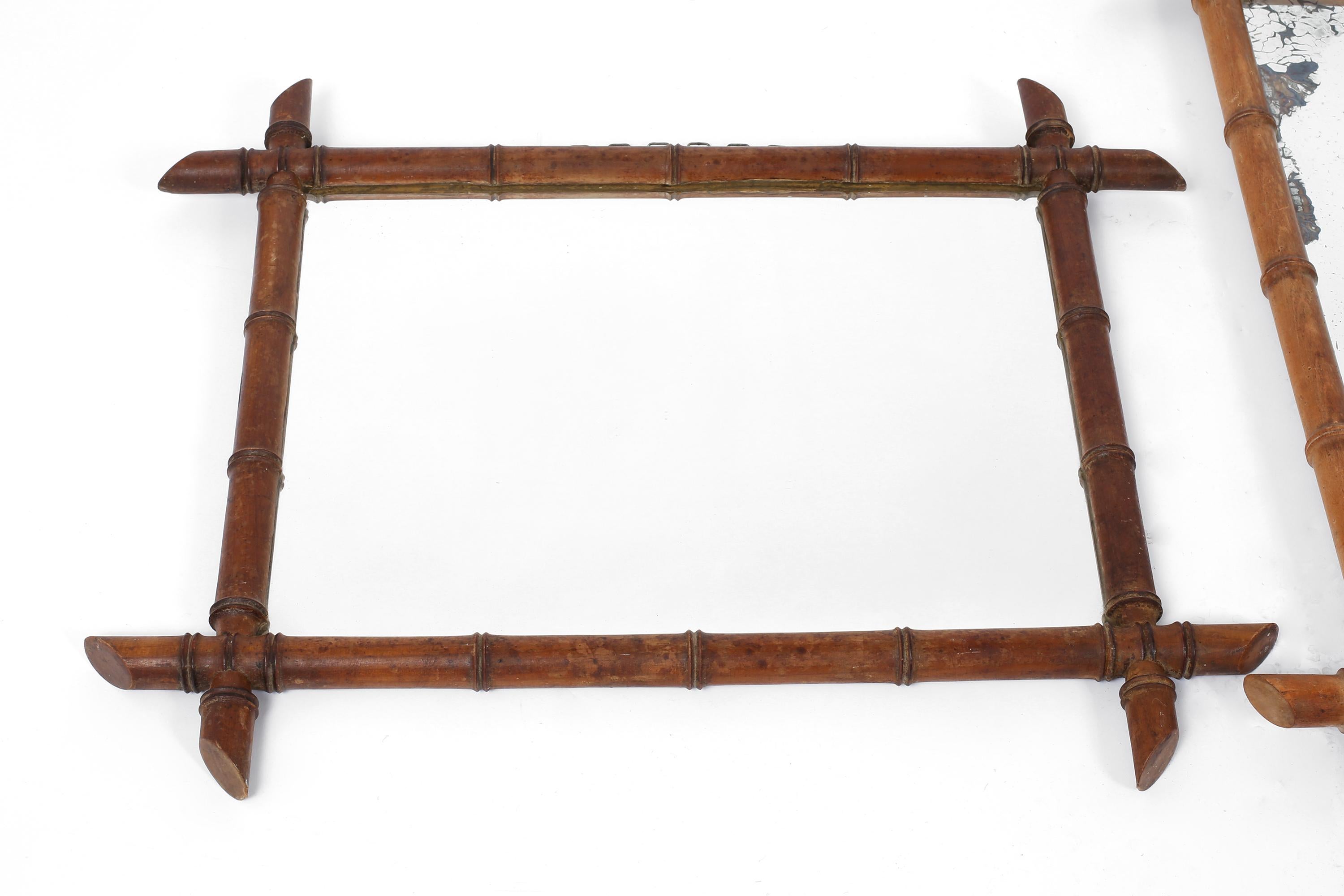 Turned Trio of French Faux Bamboo Mirrors c. 1900 For Sale
