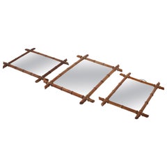 Trio de miroirs français en faux bambou, vers 1900