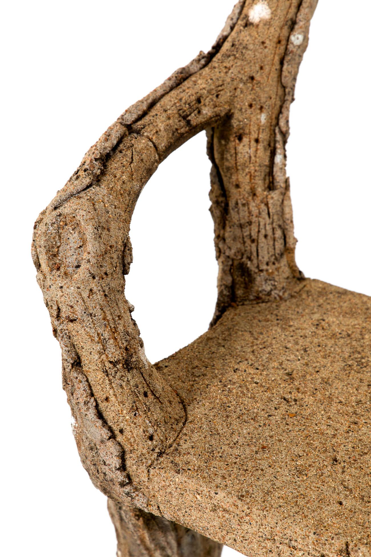 Trío de bancos franceses de piedra de imitación de bois en venta 9