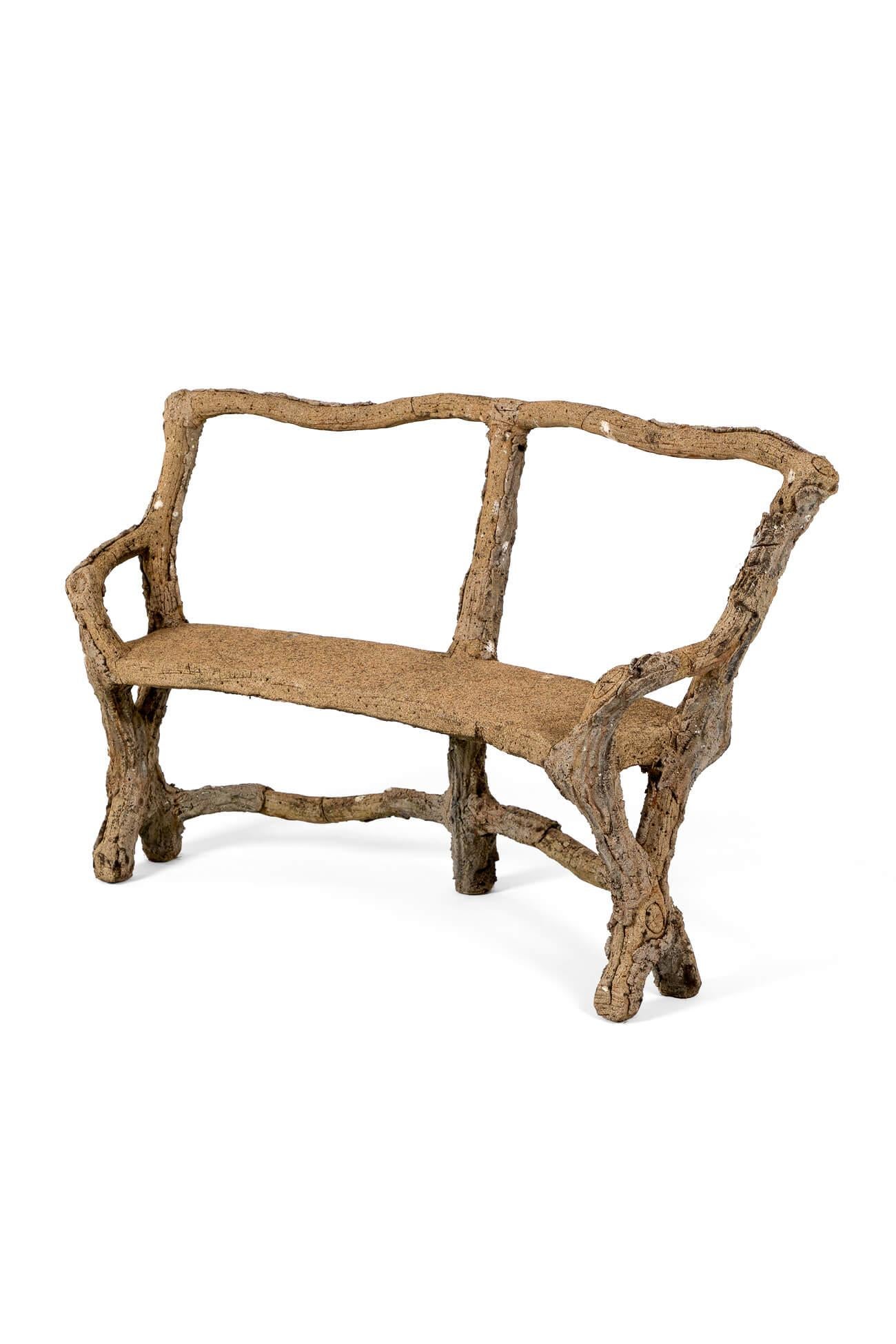 Trío de bancos franceses de piedra de imitación de bois en Bueno estado para la venta en Faversham, GB