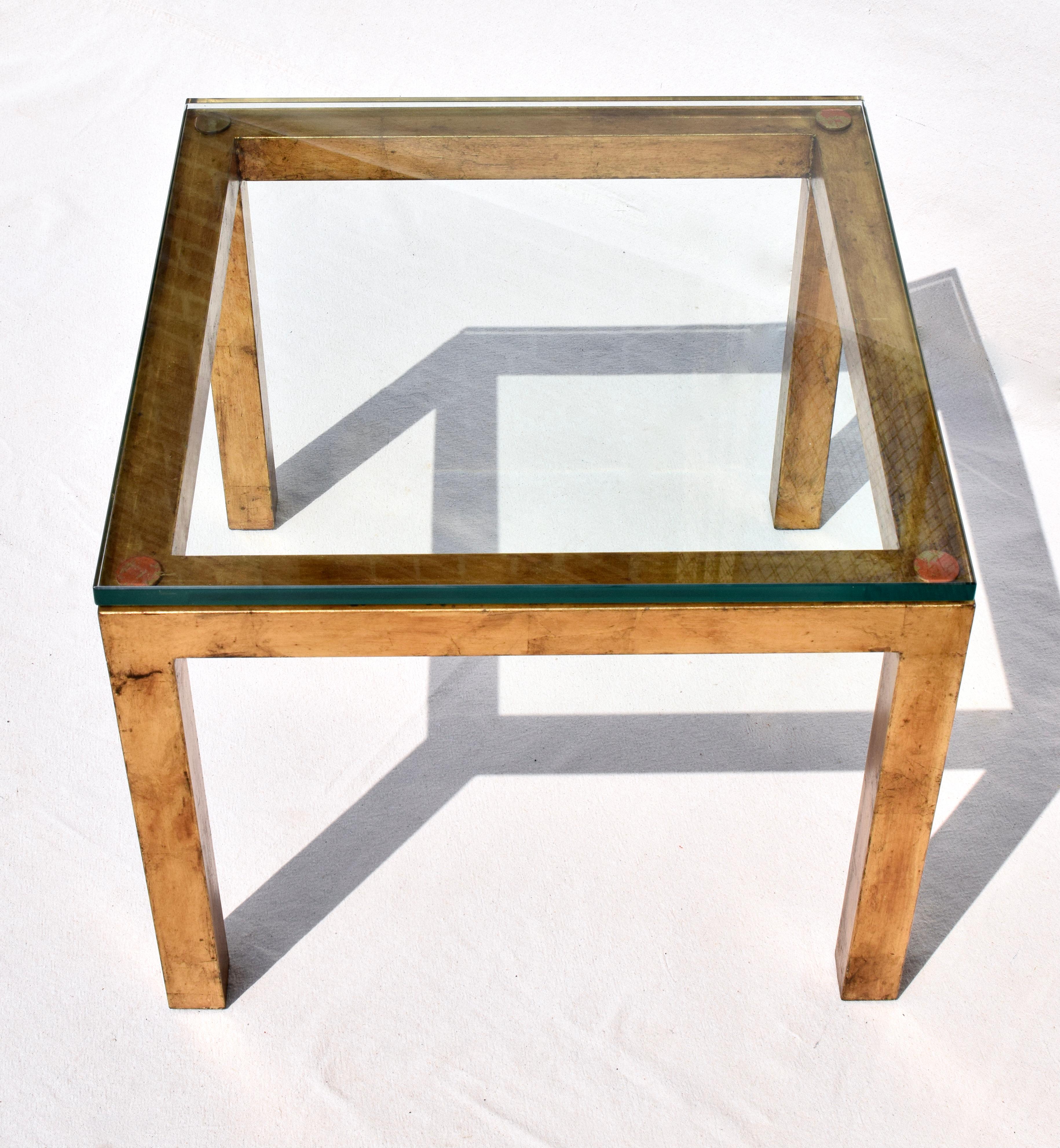 Gold vergoldetes Metall & Glas Parsons Beistelltische im Angebot 6