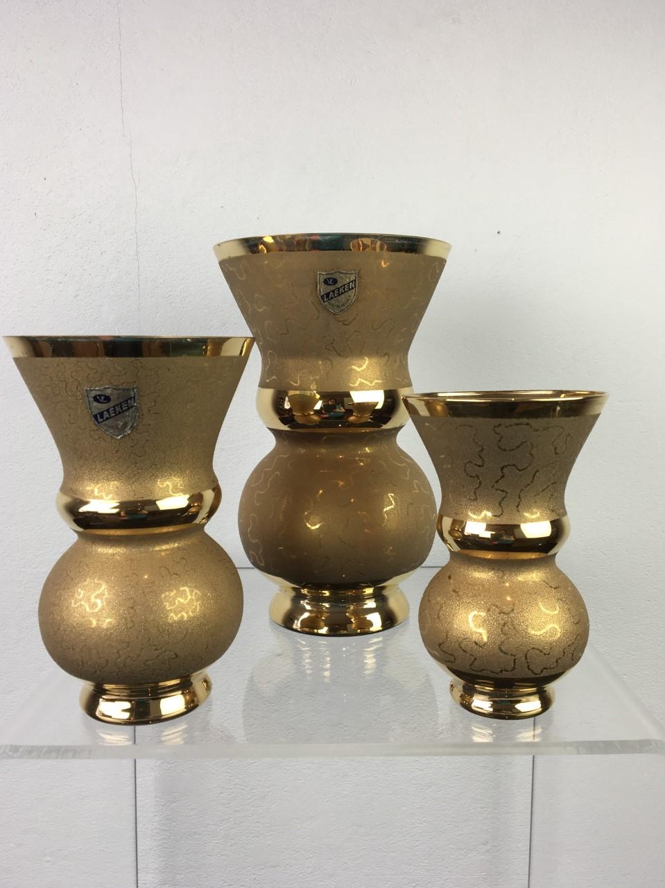 Art Deco Gold Vases by Laeken Brussels Belgium, 1940s For Sale