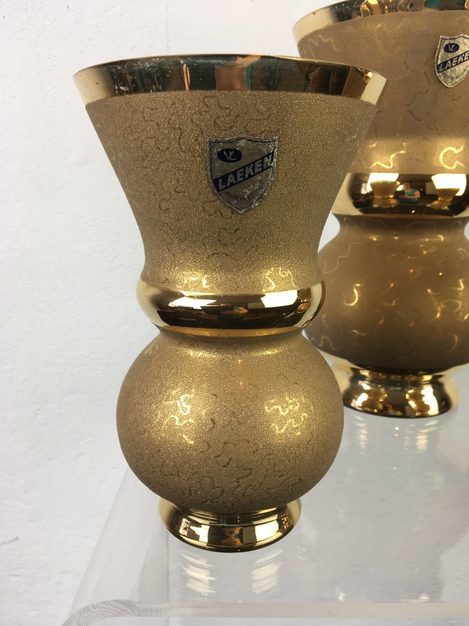 Belgian Gold Vases by Laeken Brussels Belgium, 1940s For Sale