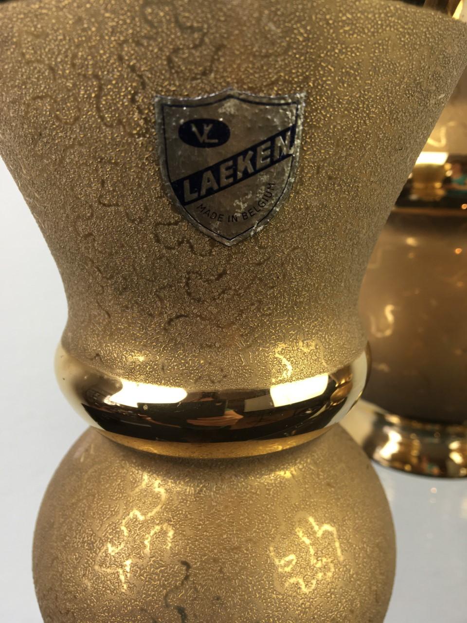 Glass Gold Vases by Laeken Brussels Belgium, 1940s For Sale