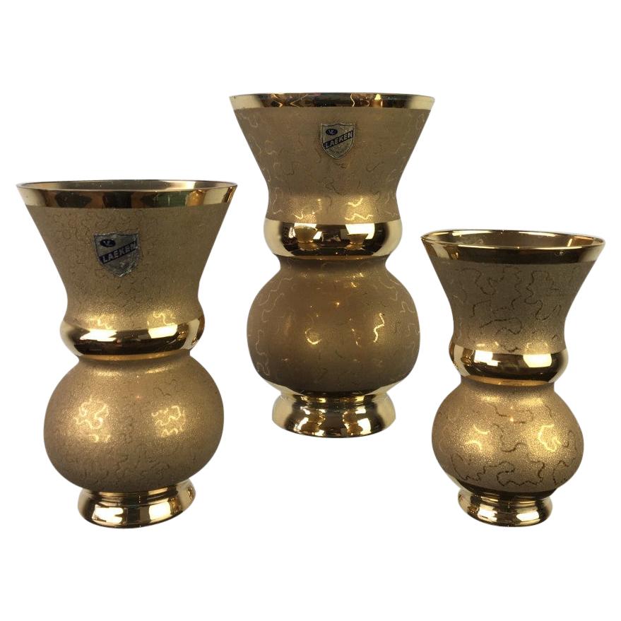 Gold Vases by Laeken Brussels Belgium, 1940s For Sale