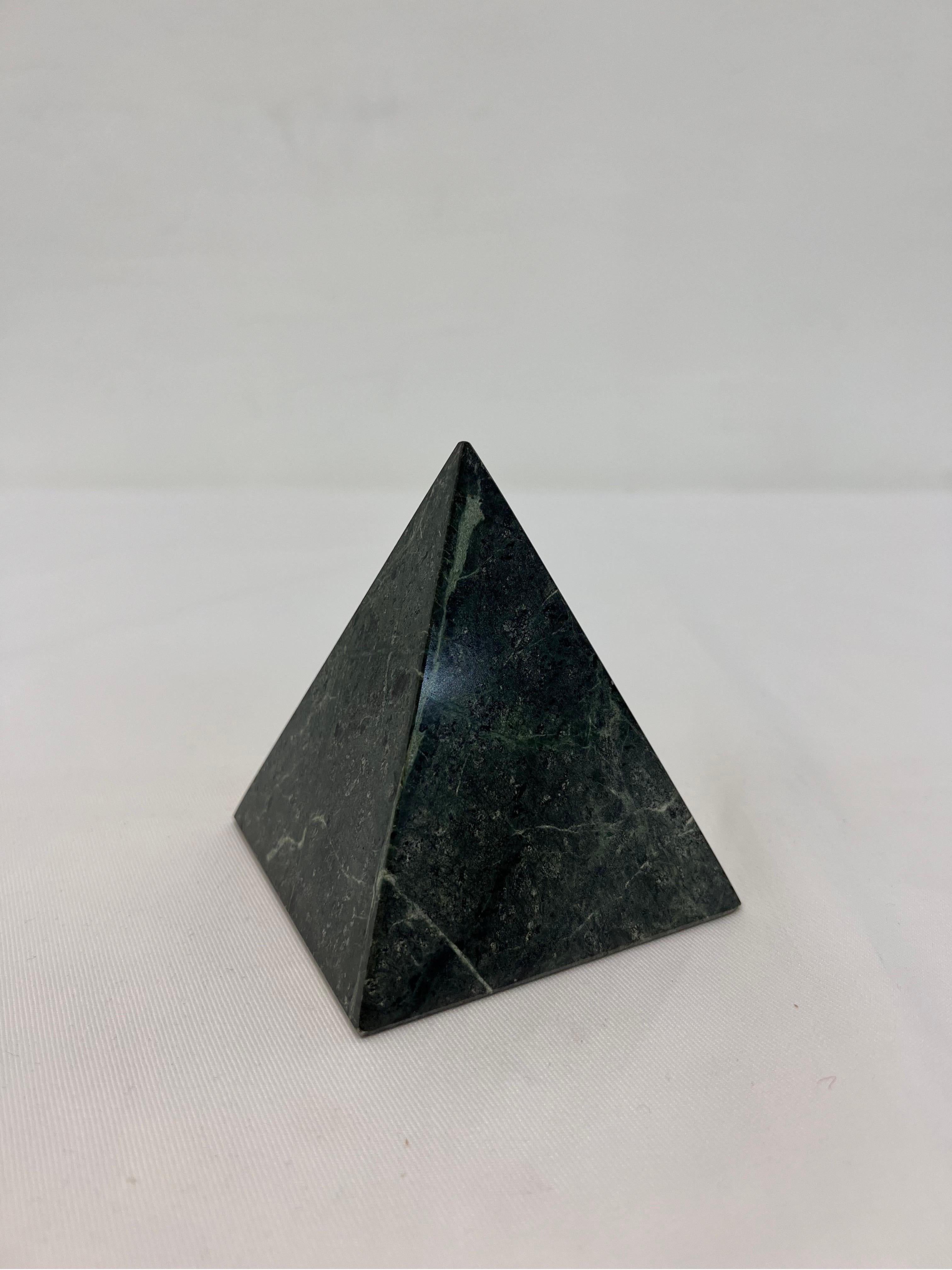 Trio of Green Marble Table Top Sculptures - Obelisk, Pyramid and Cube ...