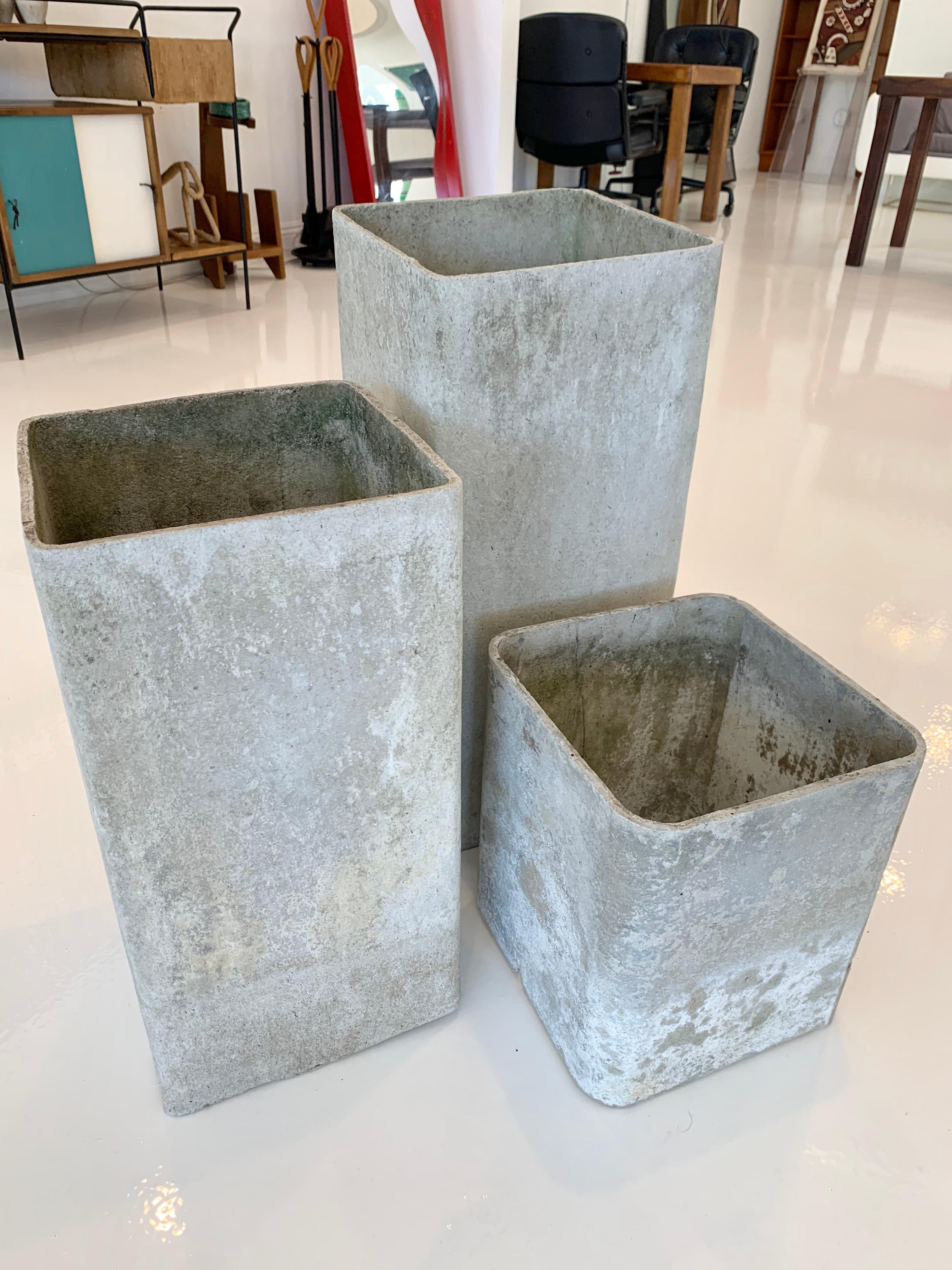 Swiss Trio of Hollow Rectangular Planters by Willy Guhl