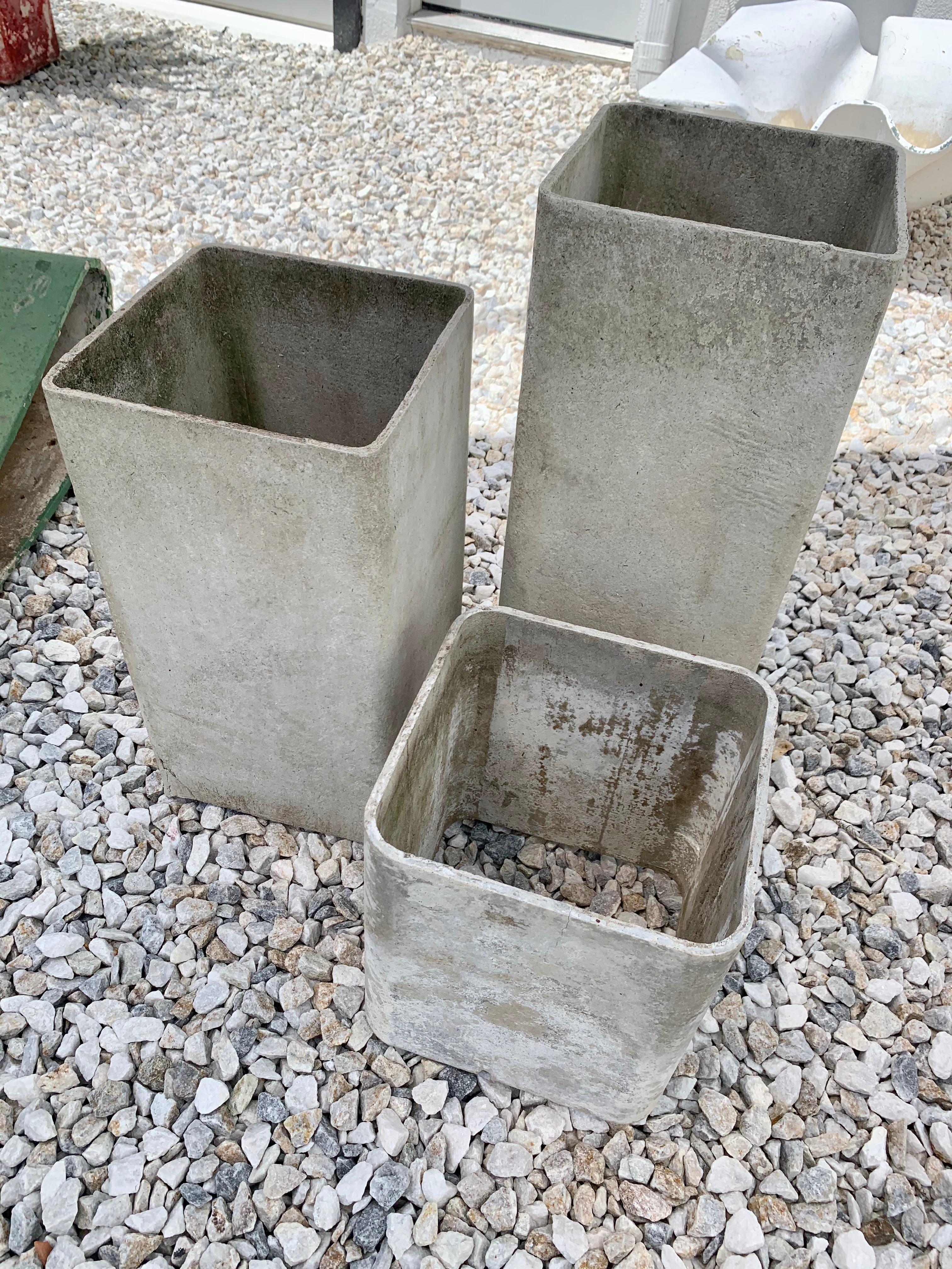 Mid-20th Century Trio of Hollow Rectangular Planters by Willy Guhl