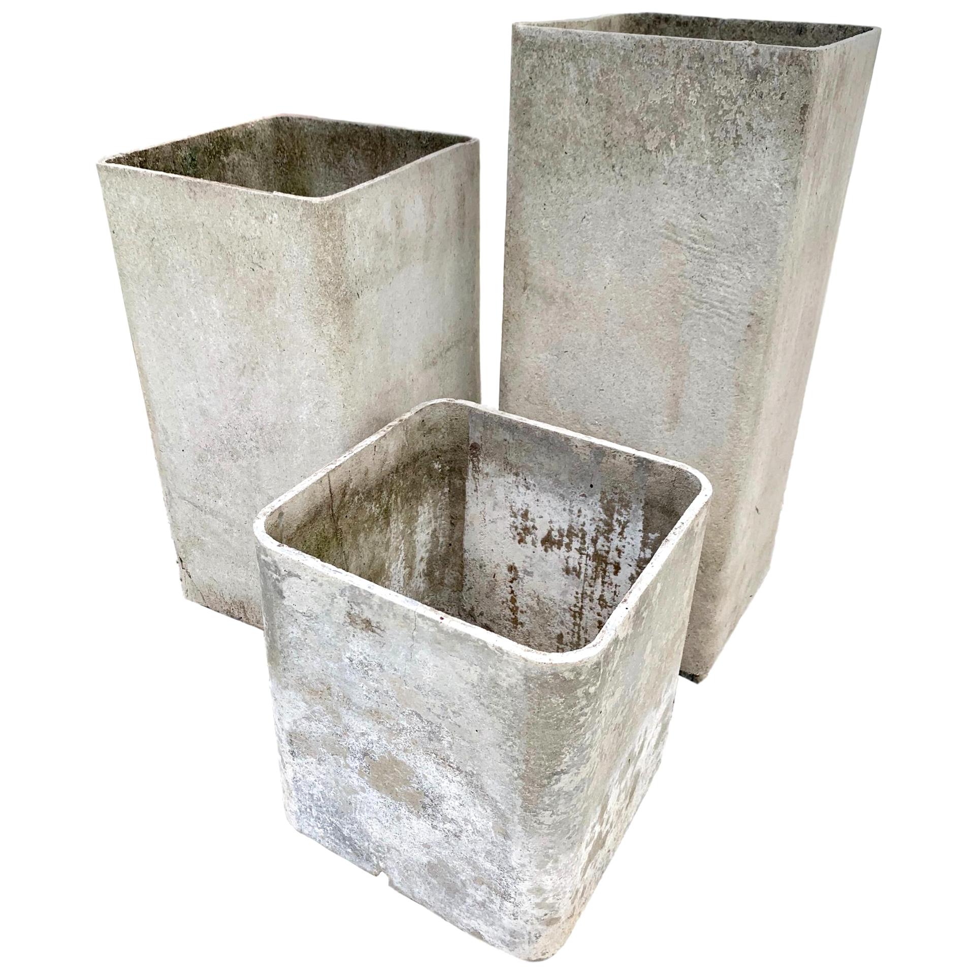 Trio of Hollow Rectangular Planters by Willy Guhl