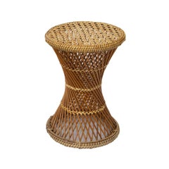 Trio of Hourglass Wicker Ottomans