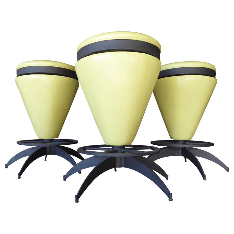 Trio of Iron Framed "BongoForm" Counter Stools at 1stDibs