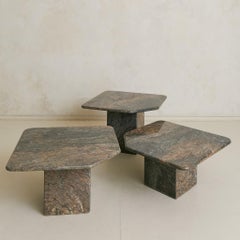 Trio of Italian Gray + Mauve Marble Nesting Tables, 1970s