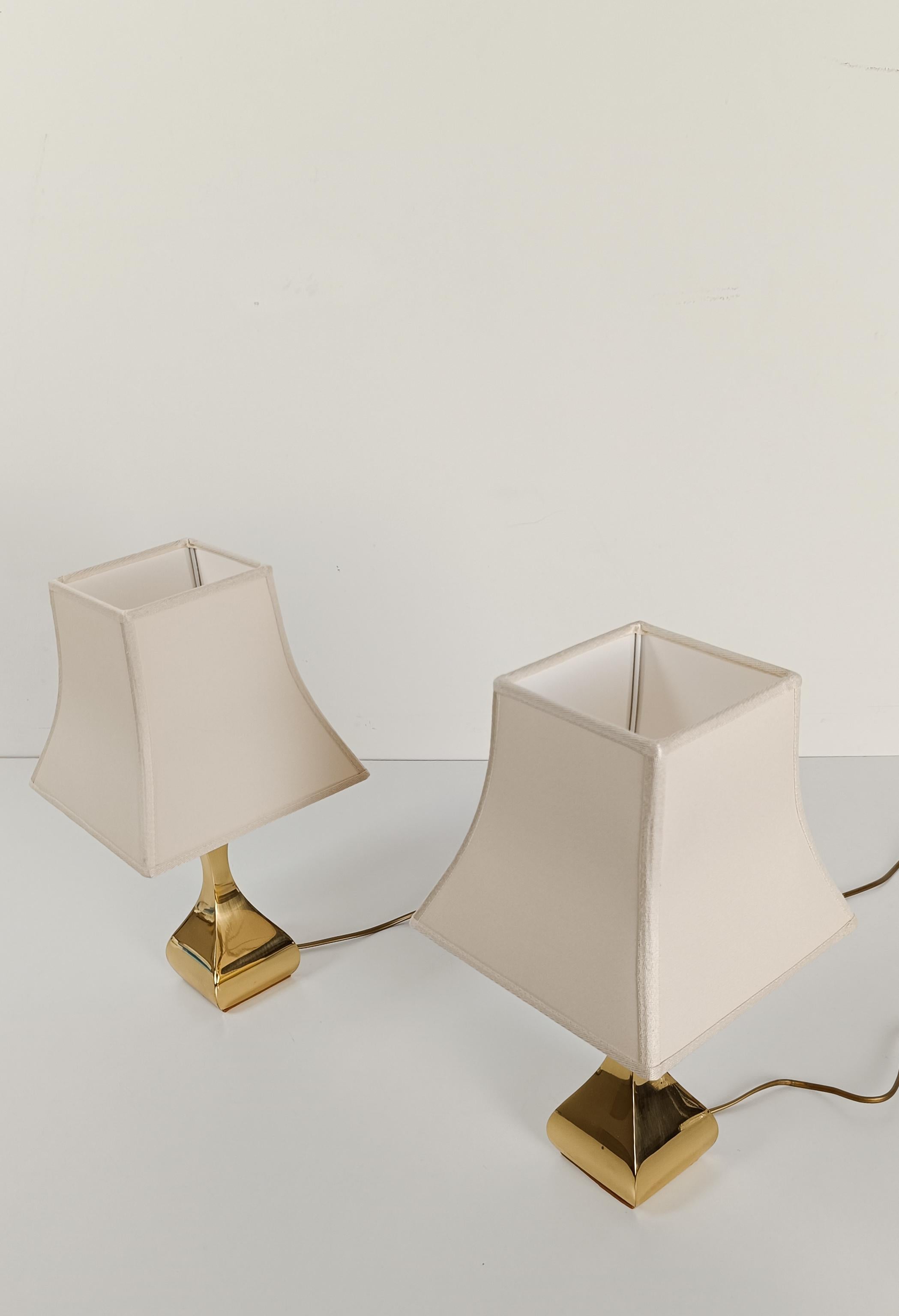Trio de lampes de table italiennes en laiton du milieu du 20e siècle dans le style de Maria Pergay en vente 1
