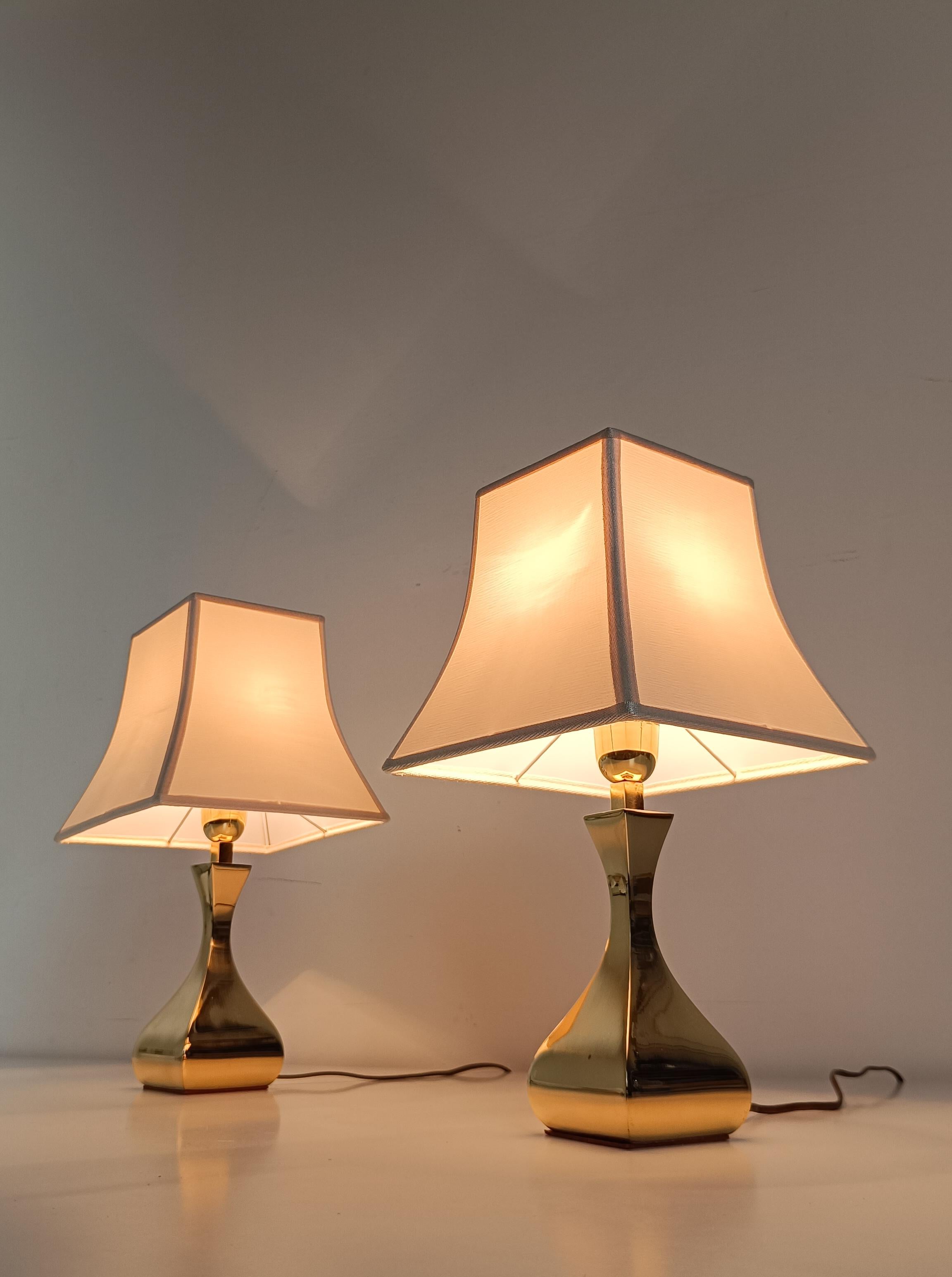 Trio de lampes de table italiennes en laiton du milieu du 20e siècle dans le style de Maria Pergay en vente 3