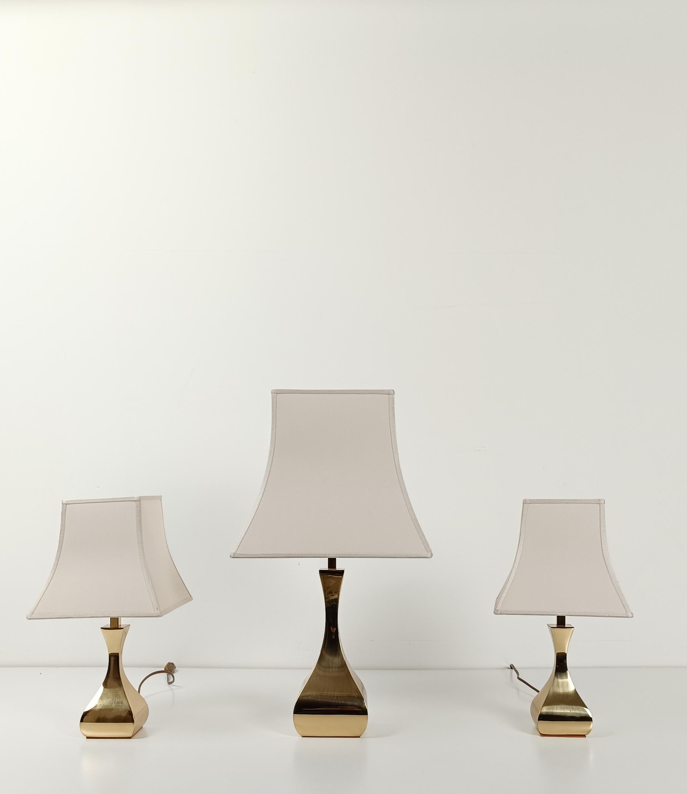 Trio of Italian Mid 20th Century Brass Table Lamps in the style of Maria Pergay