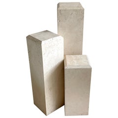 Trio of Italian Modern Travertine Pedestals