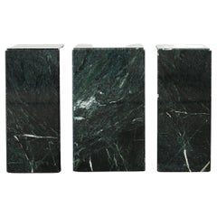 Trio of Italian Verdi Alpi Marble Pedestal Stands 41"h