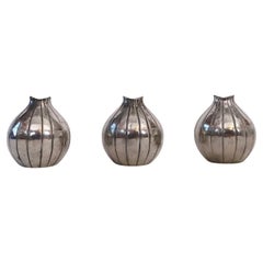Retro Trio of Just Andersen pewter vases by designed by Arne Erkers, 1950s, Denmark
