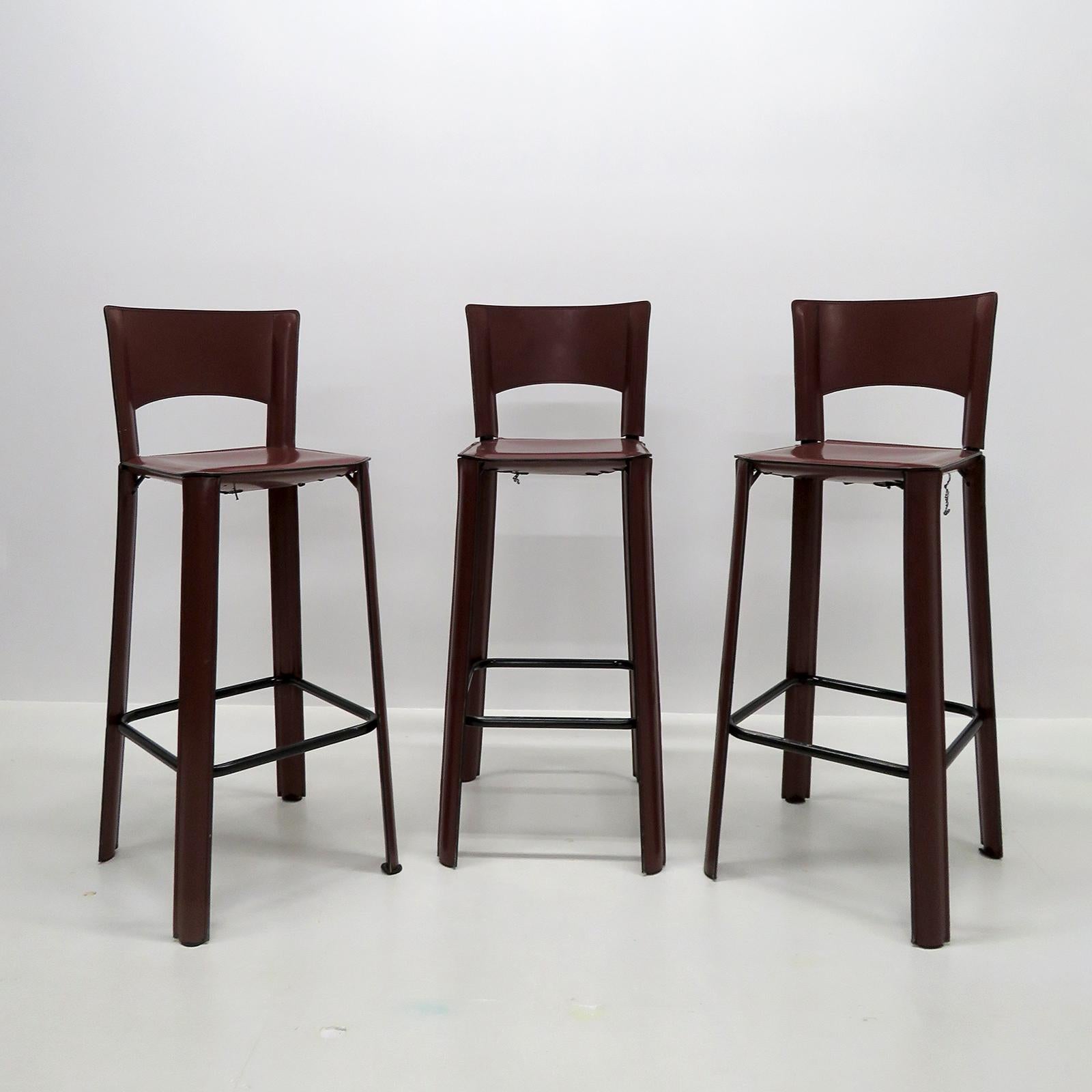 Trio of Leather Barstools by De Couro of Brazil, 1970 1