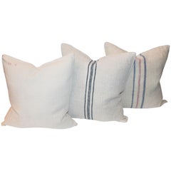 Trio of Linen Pillows, Antique