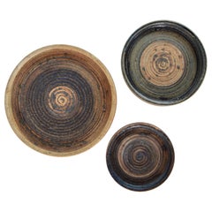 Trio of Low Stoneware Bowls by Tue Poulsen