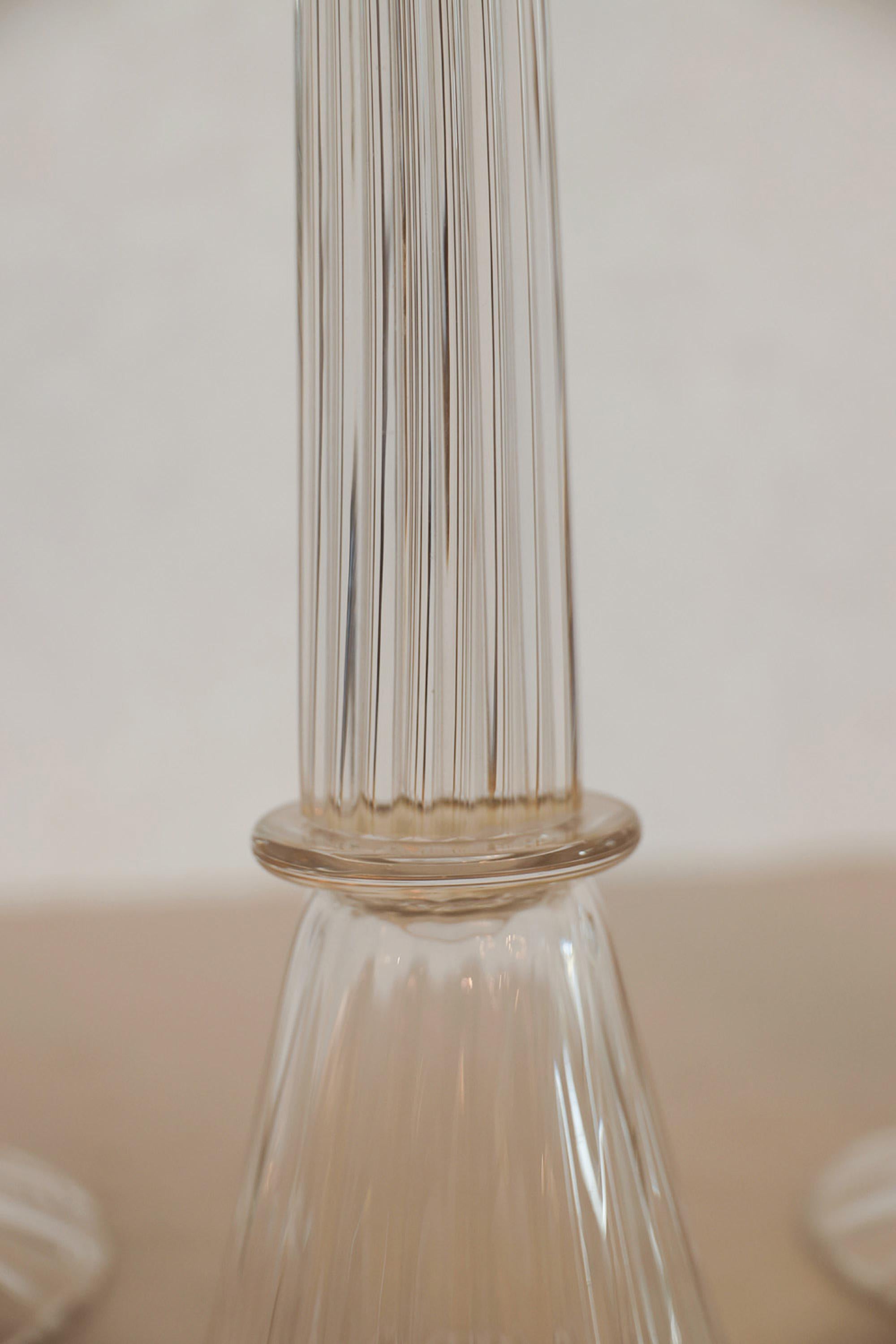Italian Trio of Luigi Mellara Clear Murano Glass Candleholders For Sale
