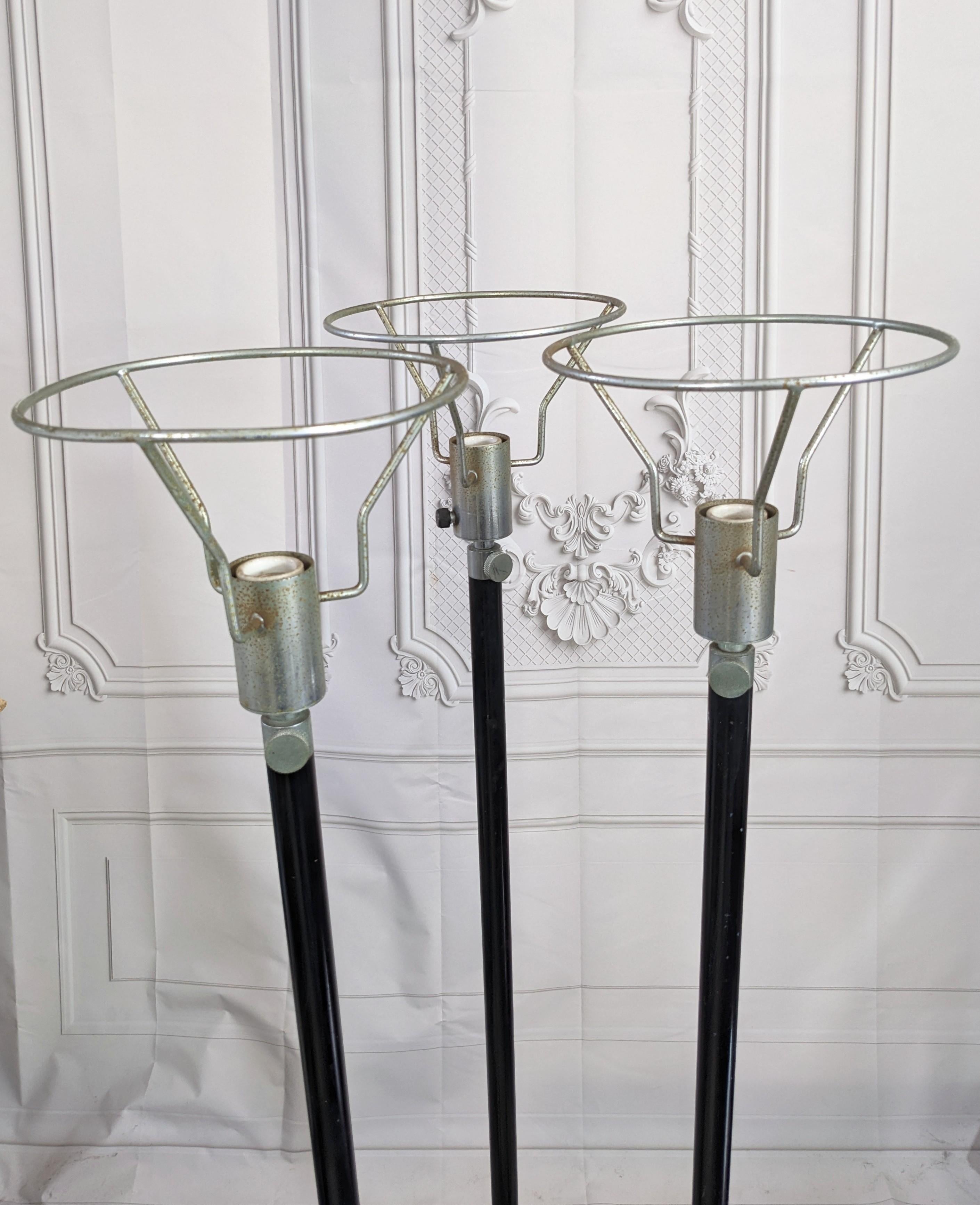 American Trio of Machine Age Art Deco Adjustable Floor Lamps For Sale
