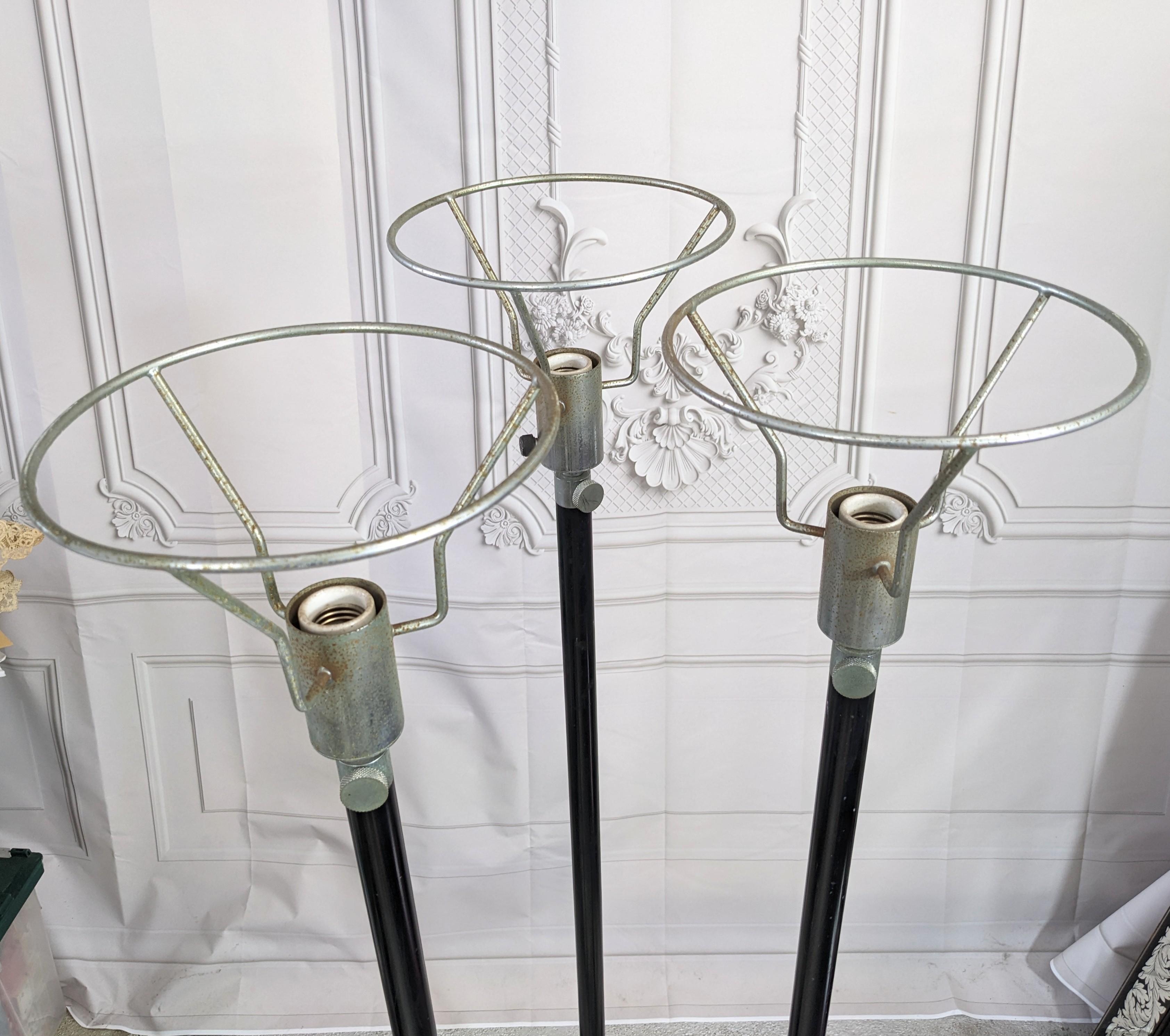 Plaqué argent Trio de lampadaires réglables Art Déco Machine Age en vente