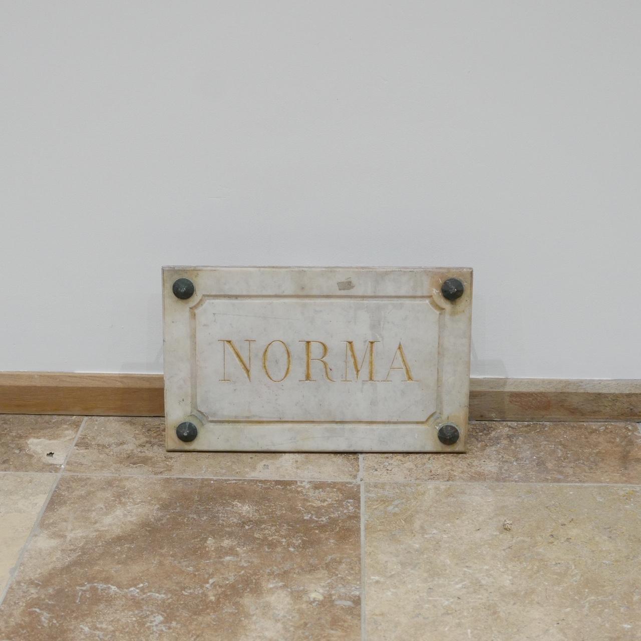 Trio of Marble French Horse Name Plaques 'Bianca/Norma/Cobb' For Sale 1