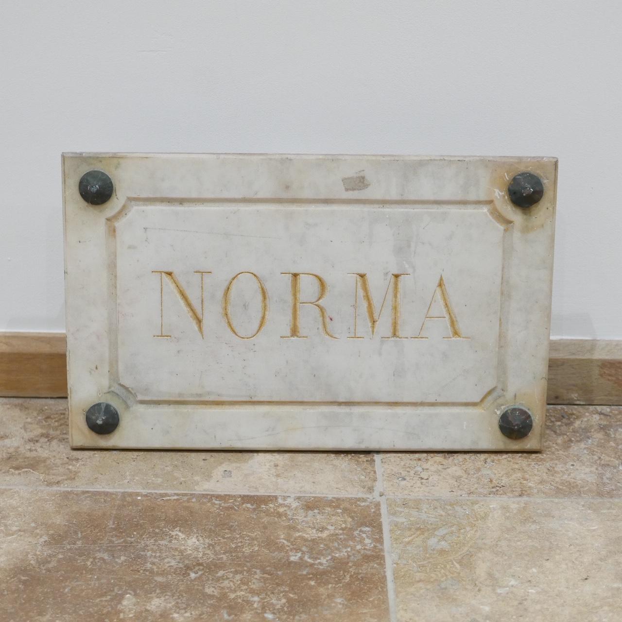 Trio of Marble French Horse Name Plaques 'Bianca/Norma/Cobb' For Sale 2