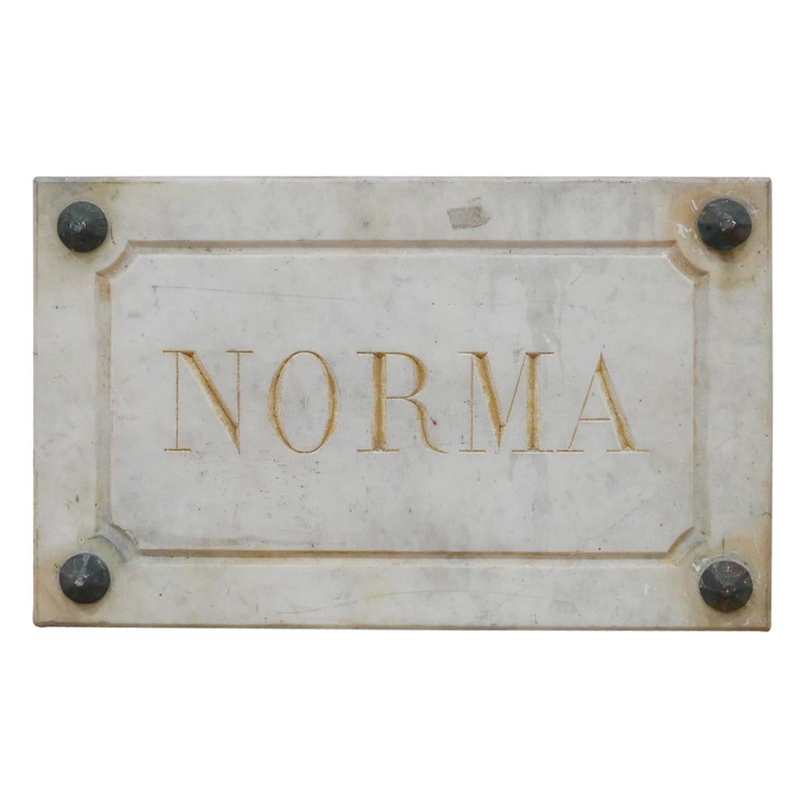 Trio of Marble French Horse Name Plaques 'Bianca/Norma/Cobb' For Sale